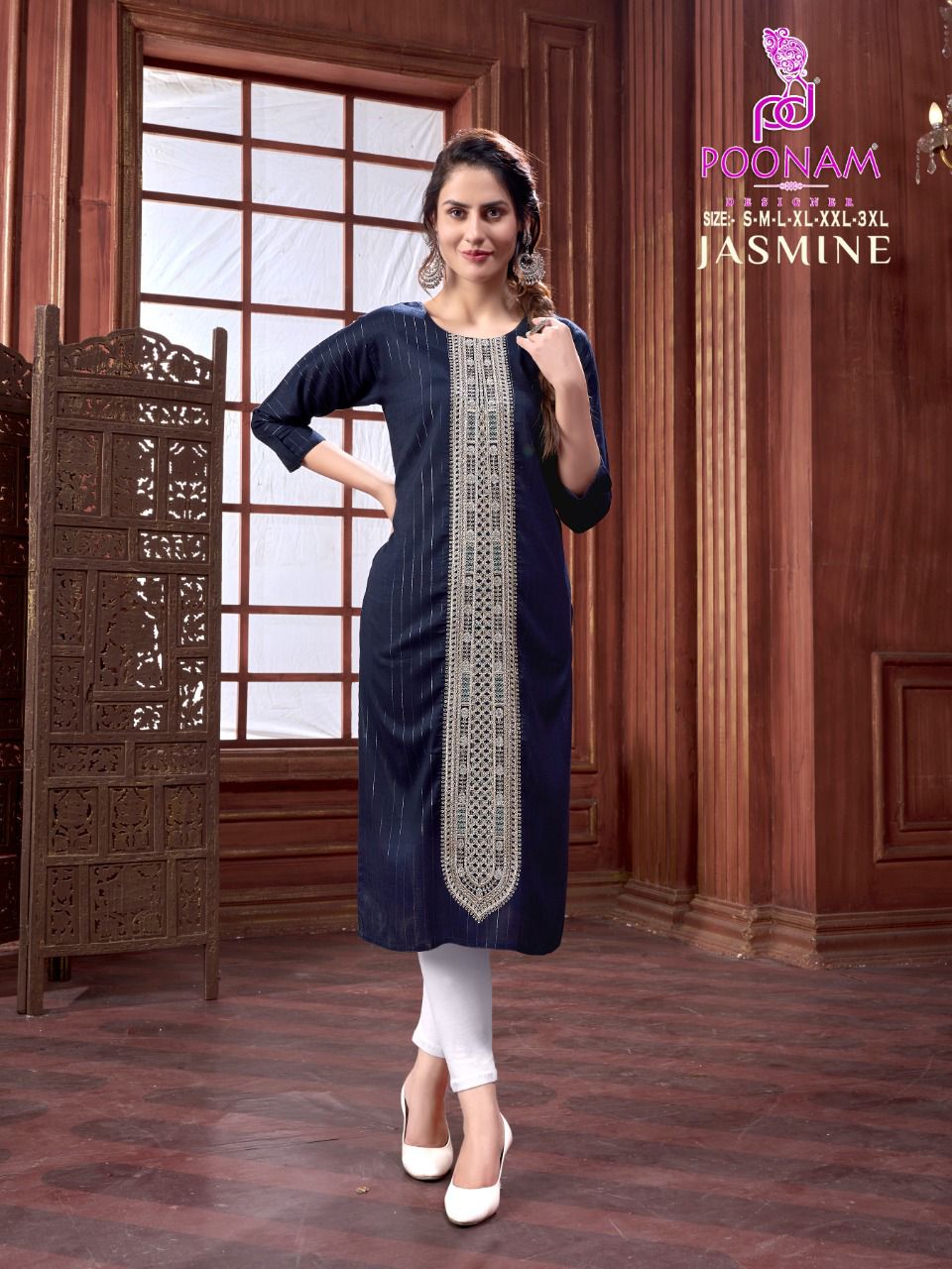 Poonam Jasmine Fancy Designer Ethnic Wear Embroidery Kurti Collection